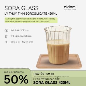 SORA GLASS- Ly Cốc Thuỷ Tinh Vân Sóng Hiện Đại Dùng Uống Nước, Pha Matcha Phong Cách Hàn
