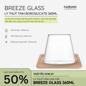 BREEZE GLASS- Ly Cốc Thuỷ Tinh Trong Suốt Dùng Uống Nước, Pha Matcha Phong Cách Hàn