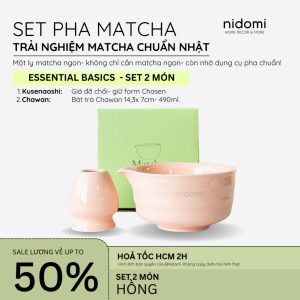 Essential Basics- Bộ Dụng Cụ 2 món pha Matcha gồm Chawan, Giá đỡ Kusenaoshi/Holder