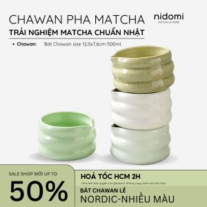 NORDIC- Bát trà Chawan 500ml dùng pha matcha màu pastel Trắng, Xanh Cẩm, Mint, xanh Nhạt