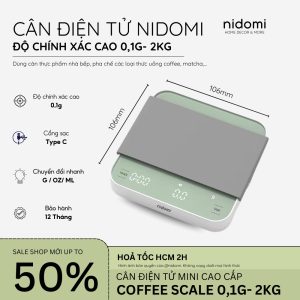 NIDOMI MATCHA SCALE- Cân Điện Tử Mini pha Matcha, cà phê và thực phẩm nhà bếp từ 0.1G-2KG